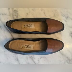 Tan and Black Leather Loafers / Flats by ENZO ANGIOLINI - Women’s Size 6.5 M